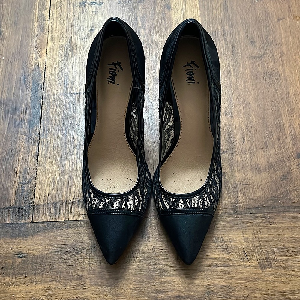 Black lace heels